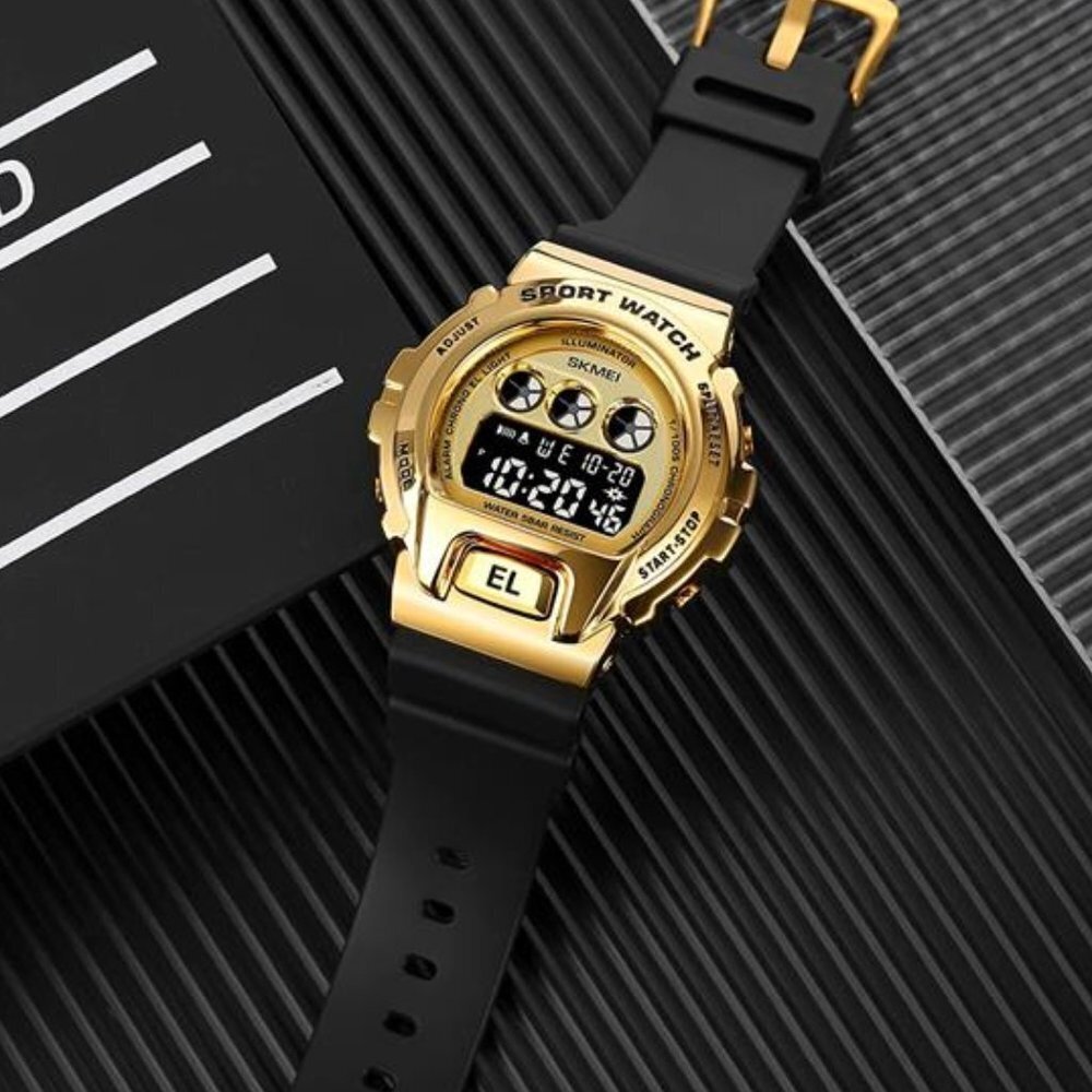 Men's Gold Digital Luxury Business Watch